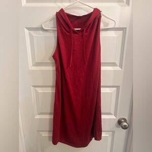 SHEIN Burgundy Sleeveless Hooded Dress